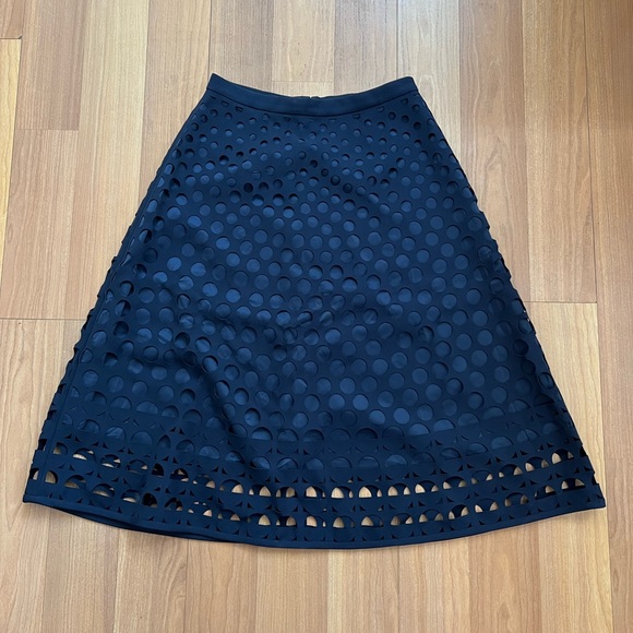 J. Crew laser cut midi skirt in navy blue - Picture 8 of 12